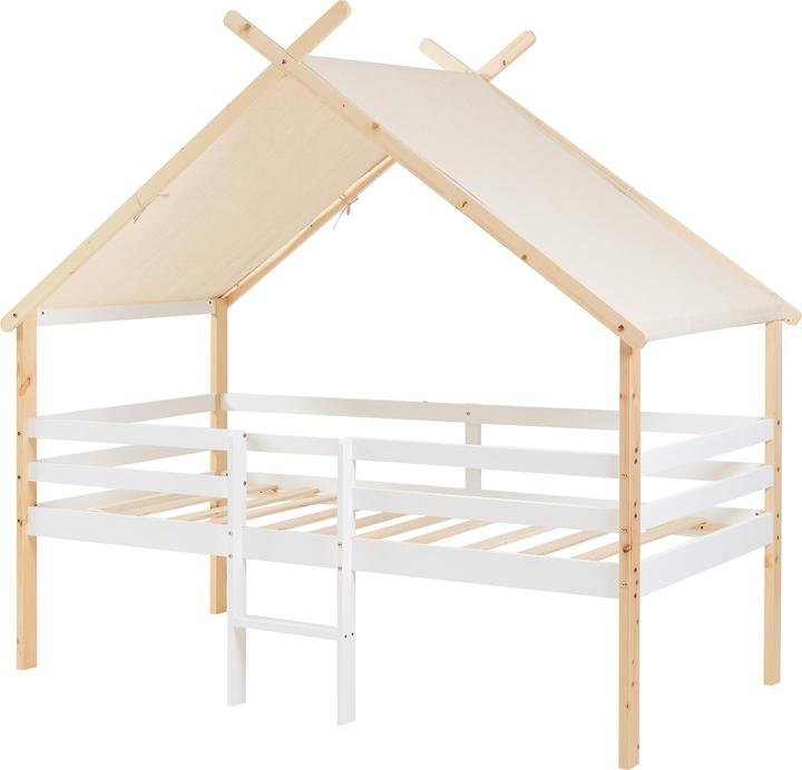 Actual product image En.Casa Hausbett Surnadal 90x200 cm Kiefernholz Weiss/Natur (90 x 200 cm)