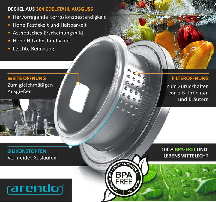 Produktbild Arendo Glaskaraffe mit Deckel (1.40 l)
