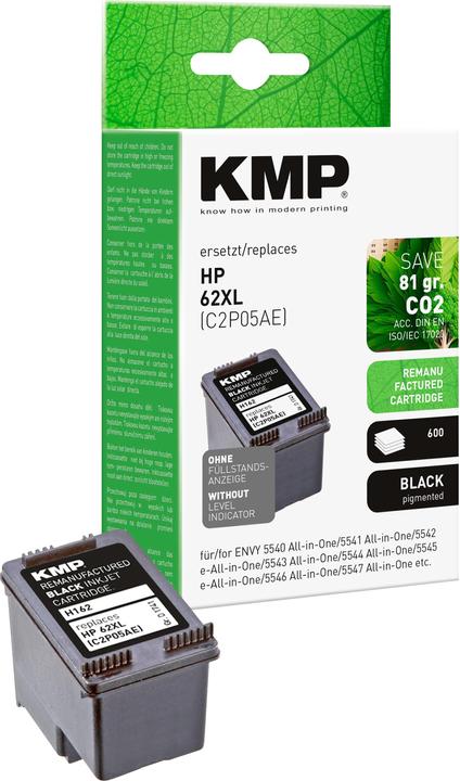 Produktbild KMP H162 Tintenpatrone kompatibel mit HP C2P05AE 62 XL (BK)