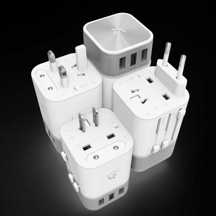 Image du produit Adam Elements OMNIA T3 | Blanc | Adaptateur de voyage universel avec ports de charge USB-C et USB-A