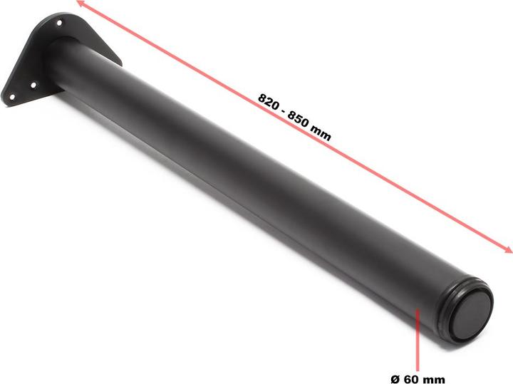 Actual product image Wiltec Stainless steel Table legs set of 4 Black Furniture foot adjustable Ø60mm 820mm