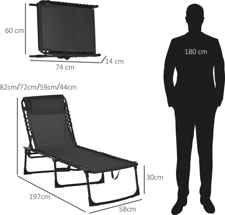 Immagine prodotto Outsunny Lettino pieghevole con funzione di ripiegamento (197 cm)