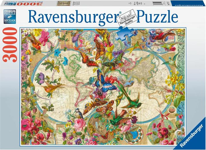 Image du produit Ravensburger Carte du monde avec des papillons (3000 pièces)