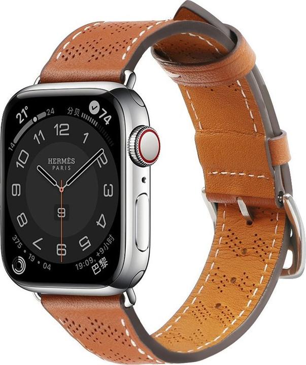 Hurtel Armband Leder Apple Watch SE, 8, 7, 6, 5, 4, 3, 2, 1 (41, 40, 38 mm) Armband braun (38 mm, 40 mm, 41 mm, Echtes Leder)