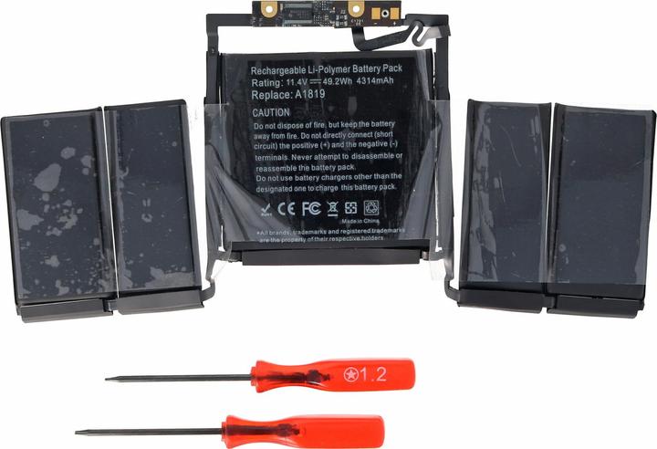 Produktbild AccuCell Akku passend für Apple Macbook Pro 13" A1706 Retina 2016 Akku A1819, ca. 226x105x5mm (4314 mAh)