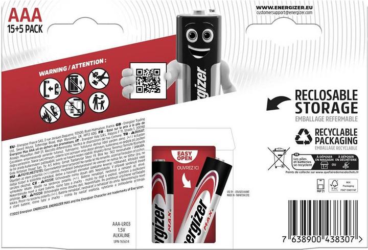 Produktbild Energizer Max Alkaline (20 Stk., AAA)