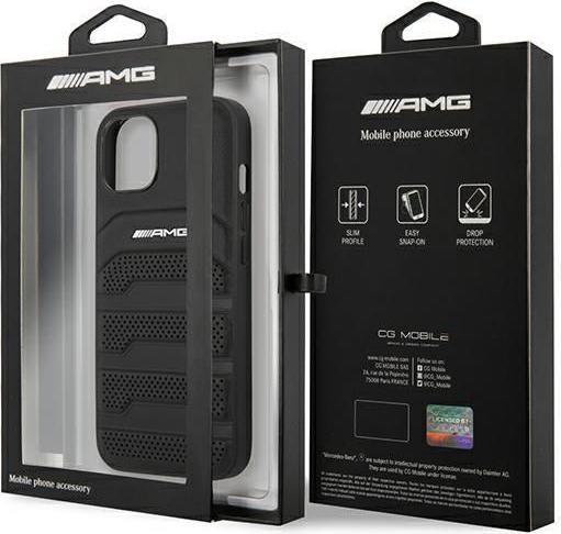 Actual product image Mercedes AMG AMHCP14MGSEBK iPhone 14 Plus 6.7" czarny/black hardcase Leather Debossed Lines (Apple iPhone 14 Plus)