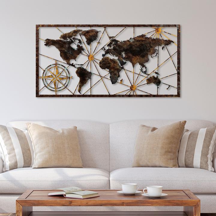 Immagine prodotto Wallxpert Mappa del mondo in metallo (120 x 60 cm)