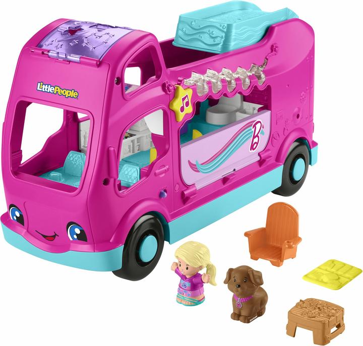 Fisher-Price Little People Barbie Little Dreamcamper playset with lights and sounds, 2 figures (85)