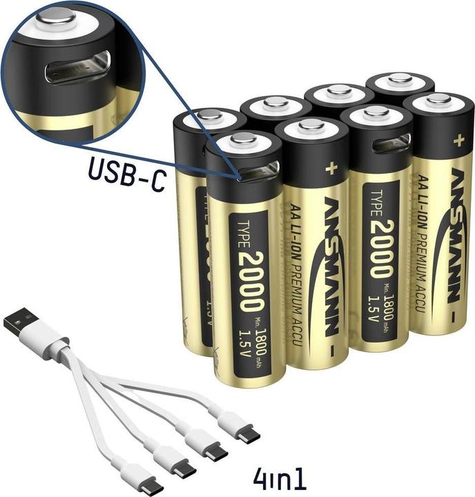 Immagine prodotto Ansmann 1312-0039 Batteria al litio ricaricabile Mignon (AA) 1800 mAh 1,2 V 8 pz. (8 pz., AA, 1800 mAh)