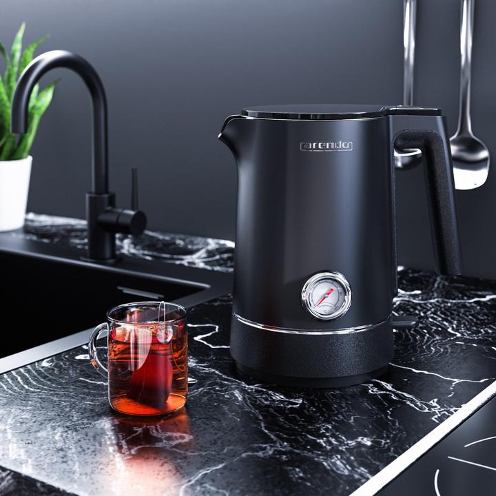 Immagine prodotto Arendo Bollitore da 1,5 l, 1800 W, acciaio inox, design a doppia parete, con display analogico della (1.50 l)