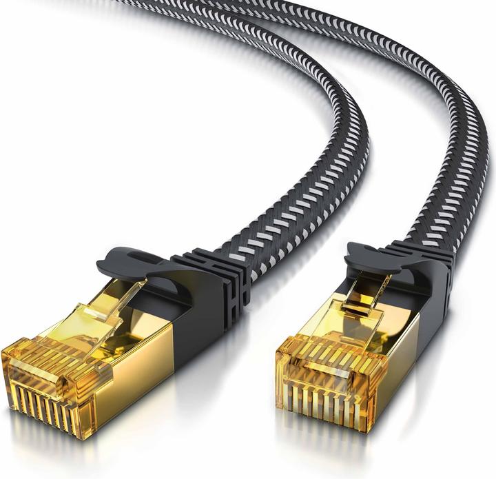 Image du produit Primewire Câble réseau CAT 7 Gaine plate en coton - Câble patch LAN Câble de données - Câble plat - Câble (U/FTP, CAT7, 2 m)