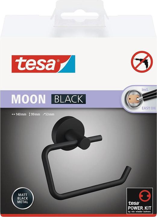 Actual product image tesa MOON BLACK toilet roll holder incl. adhesive solution without drilling