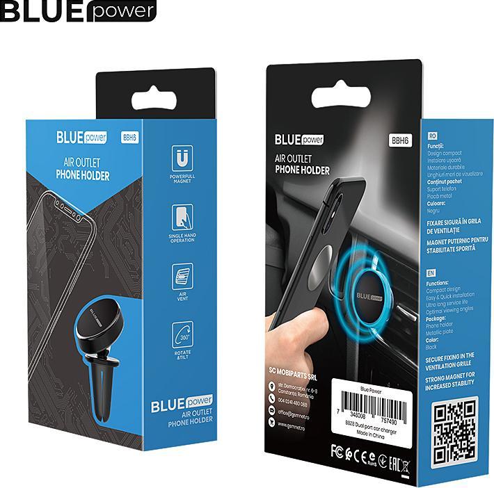 Image du produit Blue Power Support magnétique pour voiture BBH6 Air Outlet Black (EU )
