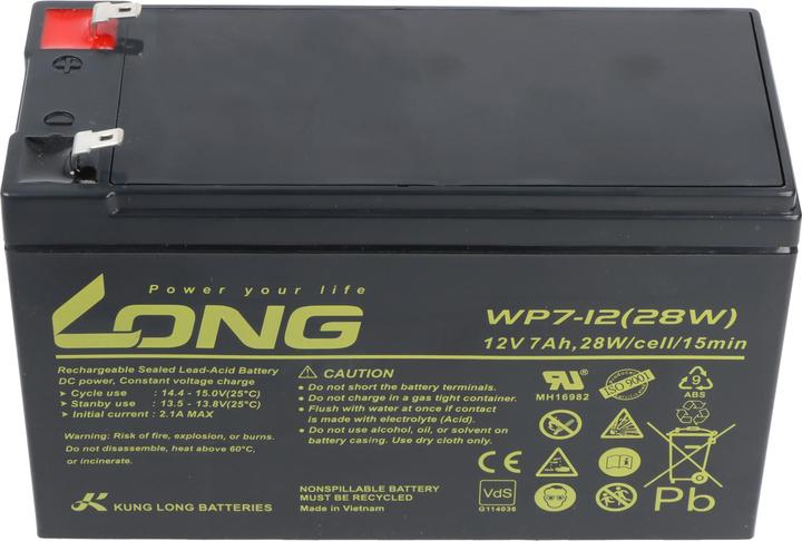 Image du produit Kung Long Batterie WP7-12 avec connecteur Faston 4,8mm (12 V, 7 Ah)