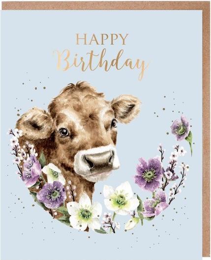 Actual product image Wrendale Design Geburtstagskarte - Kuh HAPPY BIRTHDAY Wrendale Designs (1 pcs.)