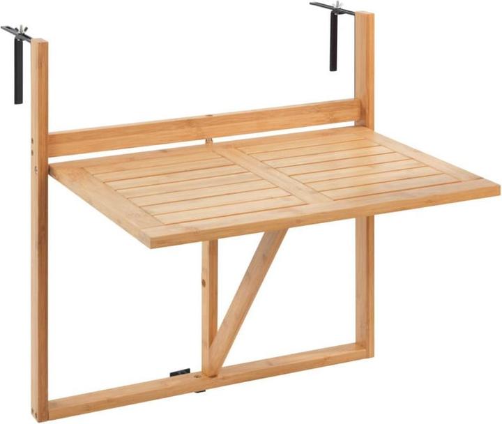 Produktbild Wenko Bambus Balkon-Klapptisch Mod. Waikiki zum Einhängen an Balkongeländer (64 cm)