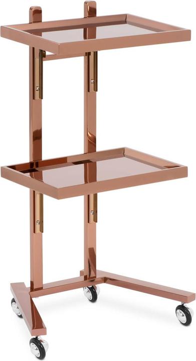 Image du produit Physa Charriot d'esthétique - 2 tablettes rabattables - jusqu'à 10 kg - doré rose - inox