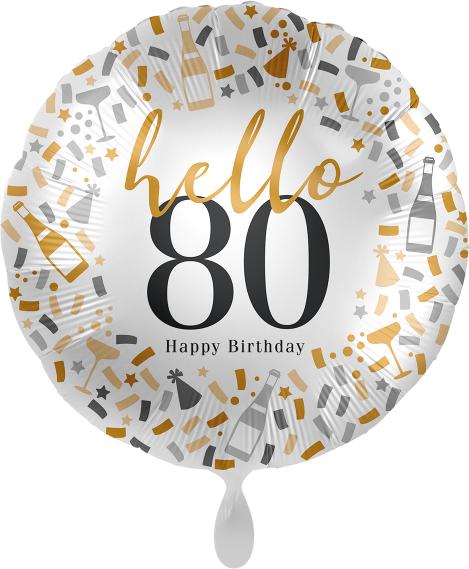 Premioloon Folienballon Hello 80. Geburtstag - leer