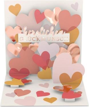 Pop-Up Karte - Herzen - Herzlichen Glückwunsch