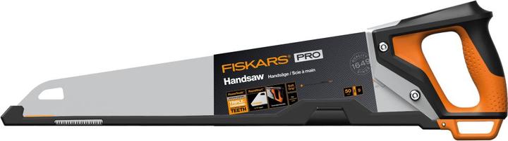 Actual product image Fiskars Pro hand saw for wood, laminate and PVC, saw blade length: 50 cm, 9 TPI, Black/Orange, PowerT