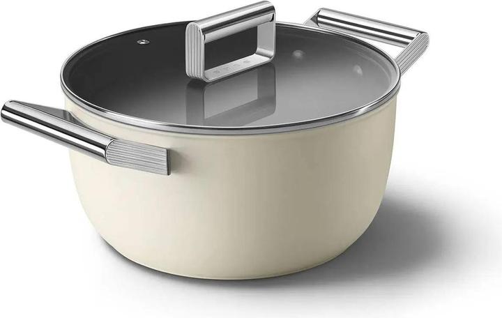 Actual product image Smeg CKFC2411CRM Casserole Ø 24 cm with glass lid, 2 handles, cream (24 cm, Casserole + Stewpot)