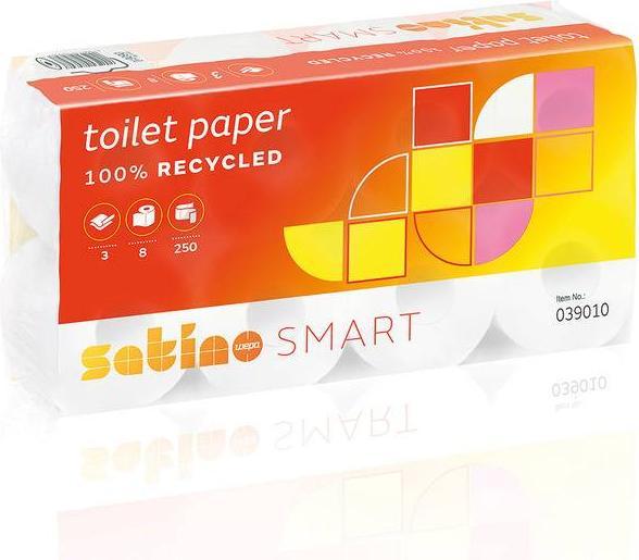 Wepa 64xSatino Smart toilet paper 3-ply white - 1 bag of 8x8 rolls (64 x)