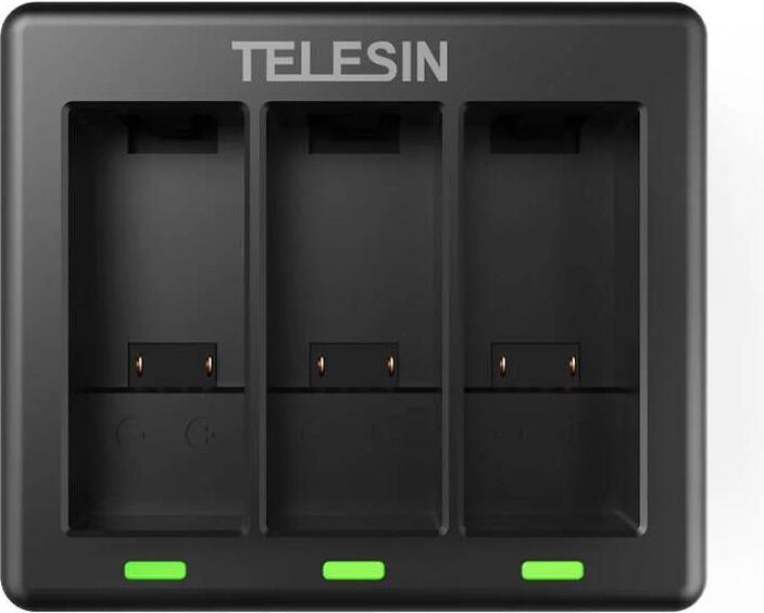 Immagine prodotto Telesin Caricabatterie a 3 slot per GoPro Hero 9 / Hero 10 + 2 batterie (GP-BTR-903-B) (GoPro Hero 9, Eroe 10, Eroe 11, Eroe 12)