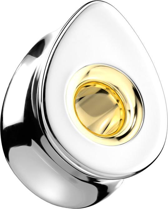 Star Piercing Flared Tunnel silber Tropfen mit goldenem Innenteil (Chirurgenstahl 316L)