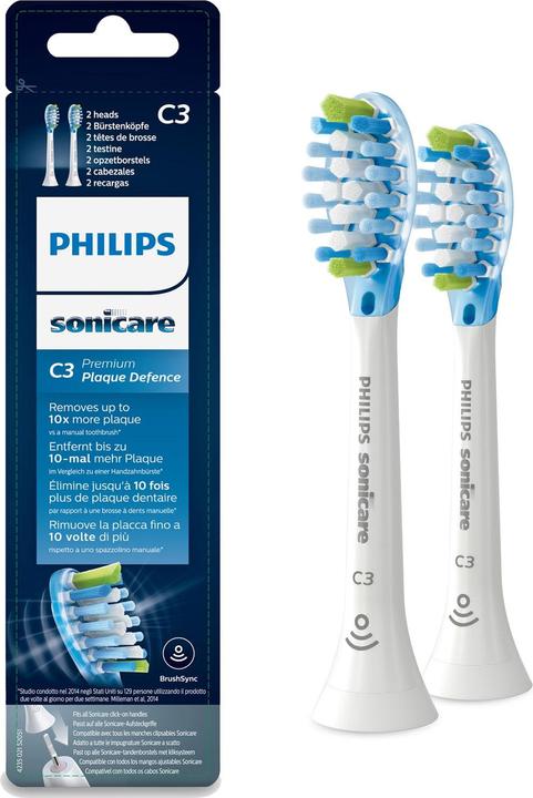 JTI Bürstenkopf Sonicare C3 Premium Plaque 2 Stück Weiss HX9042/17 (1 x)