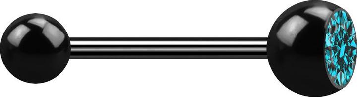 Immagine prodotto Star Piercing Micro bilanciere nero con sfera e cristallo a sfera color acqua (senza ottone, Acciaio chirurgico 316L)