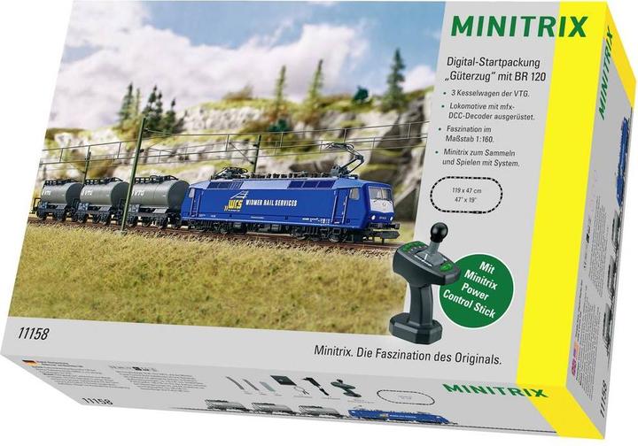 Produktbild MiniTrix Digital-Startpackung Güterzug mit Baureihe 120 der WRS (Spur IV)