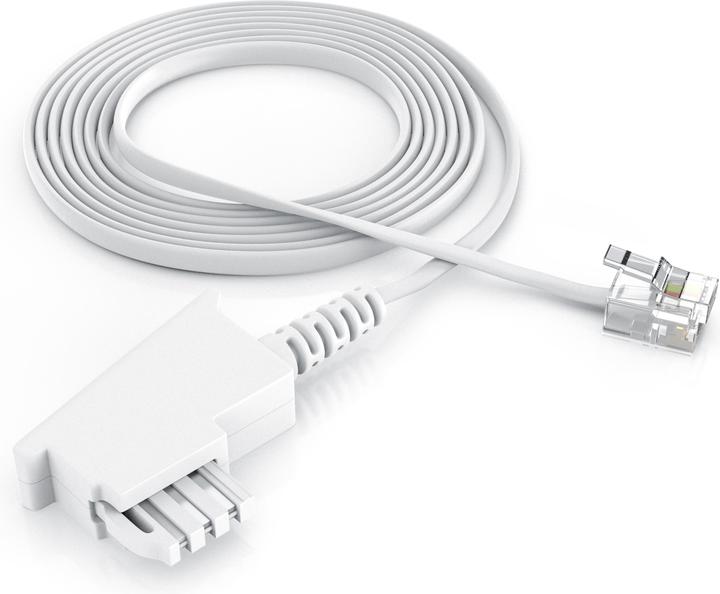 Actual product image CSL Telephone cable flat, TAE-F plug to RJ11, telephone socket to telephone, flat cable, fax, answering