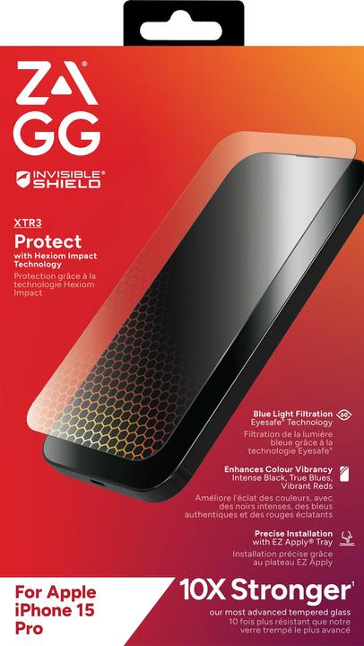 Actual product image Zagg Invisibleshield Glass Xtr3 Am E (1 Piece, Apple iPhone 15 Pro)
