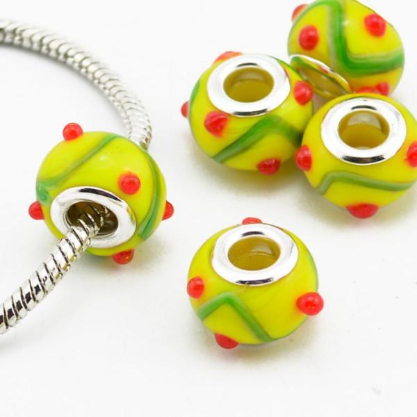 Produktbild Hermex Glas Bead versilbert 925 - Silbrig Gelb (Metalllegierung und Glas)