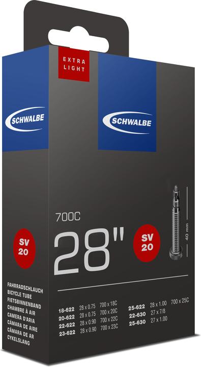 Actual product image Schwalbe SV20 Extra Light (Presta (SV), 28", 40 mm)