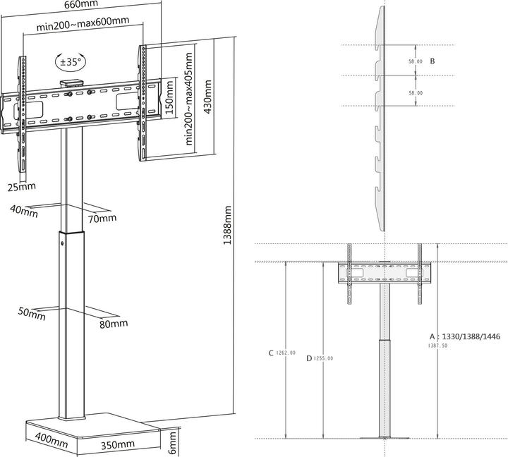 Immagine prodotto InLine TV-Standfuss (Universale, 70", 40 kg)