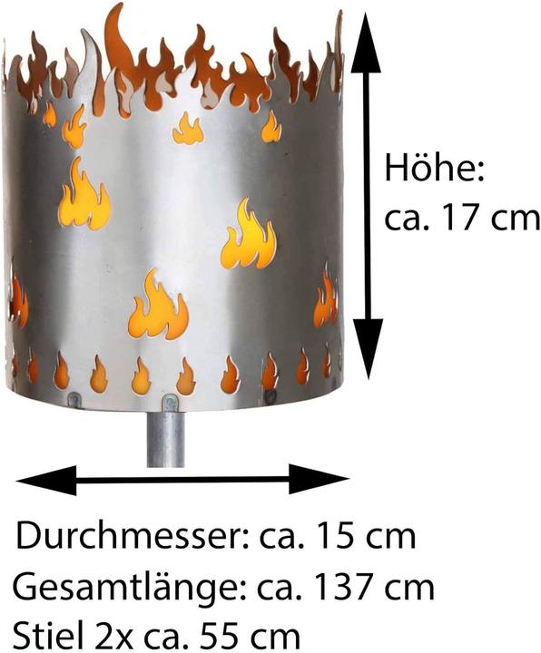 Produktbild Novaliv Gartenfackel Flamme Feuerschale Metall mit Stiel Brennmittel Solarlampe LED