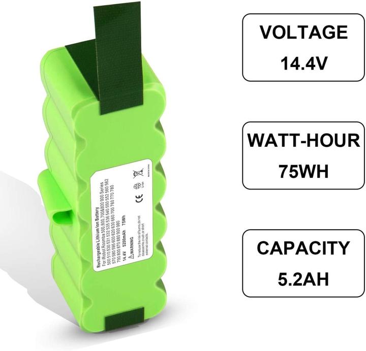 Image du produit Acconic Batterie 5200mAh pour Roomba iRobot 660 665 670 671 675 696 681 790 866 886 896 Scooba 450
