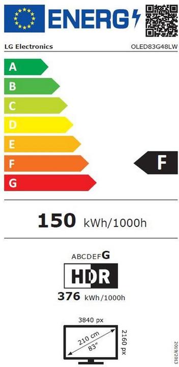 Energie-Label LG OLED83G48LW (83", G4, 4K, 2024)