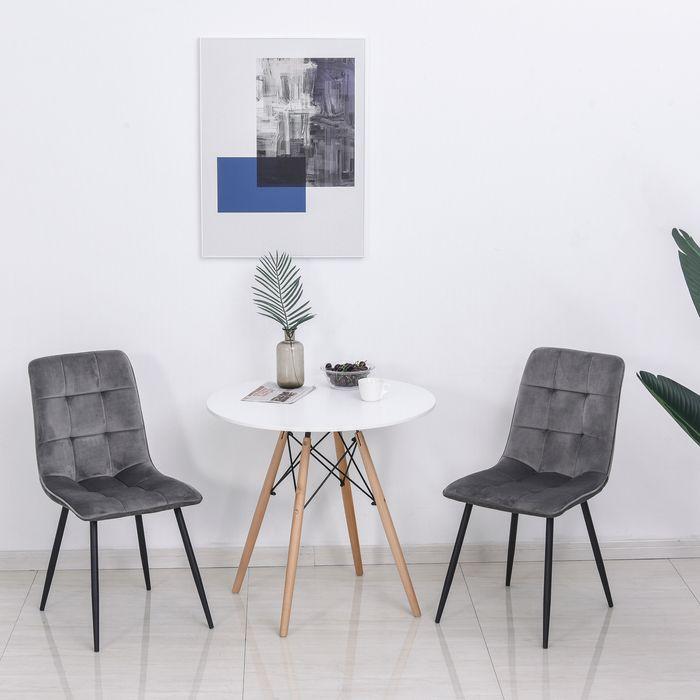 Actual product image Swisshandel24 2er-Set Esszimmerstuhl Polsterstuhl Küchenstuhl Esstisch Schaumstoff Metall Grau+Schwarz 45 x 63 x 9