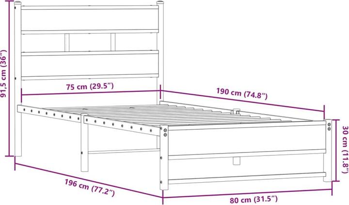 Image du produit VidaXL Lit métallique Lit sommier à lattes Cadre de lit double sans matelas 140x200cm (140 x 200)