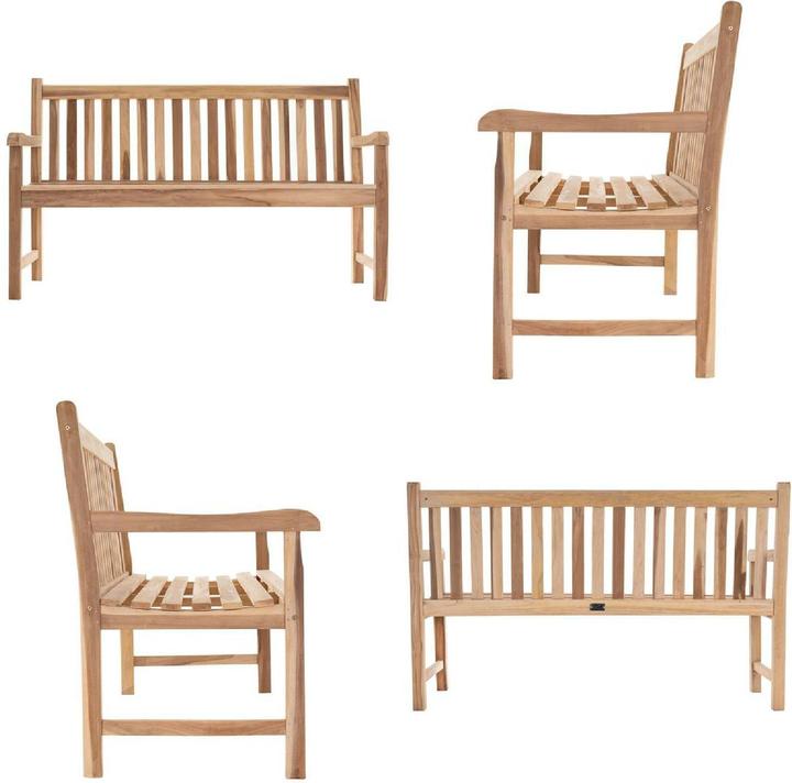 Actual product image VCM 3-Sitzer Gartenbank Parkbank hochwertig massiv Teak Holz natur 150 cm