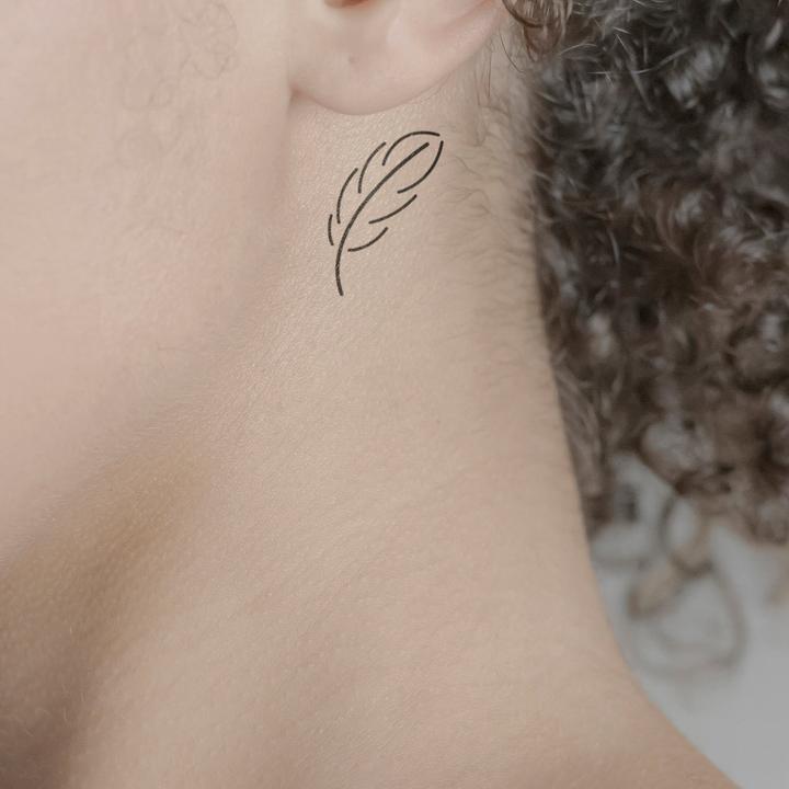 Actual product image minink Temporary tattoo - Fineline Tattoo Feather