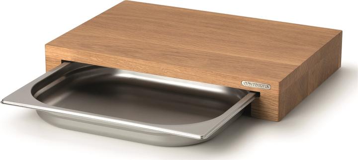 Immagine prodotto Continenta Tagliere in rovere con cassetto in acciaio inox, 39x27x6 cm