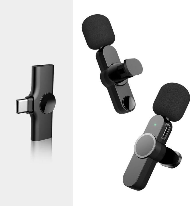 Immagine prodotto Apfelkiste Microfono lavalier a 360° con USB C - Set wireless per smartphone (3 pezzi)