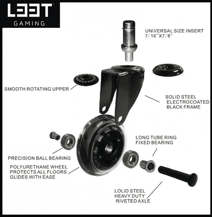 Actual product image L33T Castors for gaming chairs