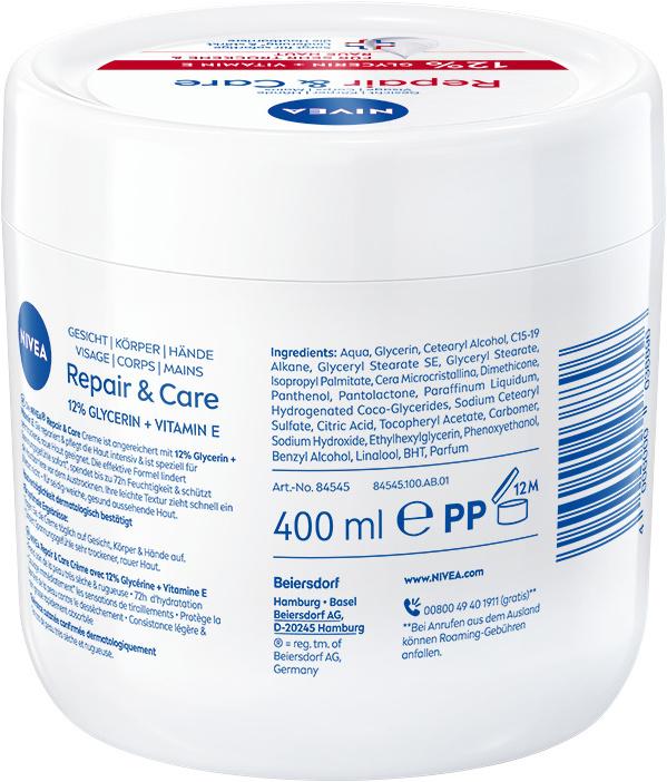 Image du produit NIVEA Crème réparatrice intensive Repair & Care (Lait pour le corps, Crème pour le corps, 400 ml)