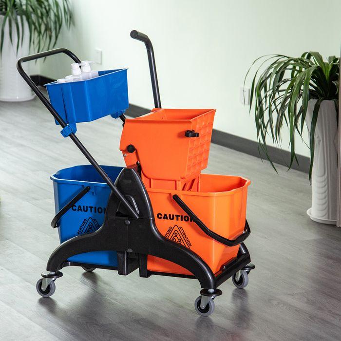 Produktbild Swisshandel24 Putzwagen Reinigungswagen 26 Liter Wischwagen mit Wringer, Wischmopp-Presse (1 Stk.)