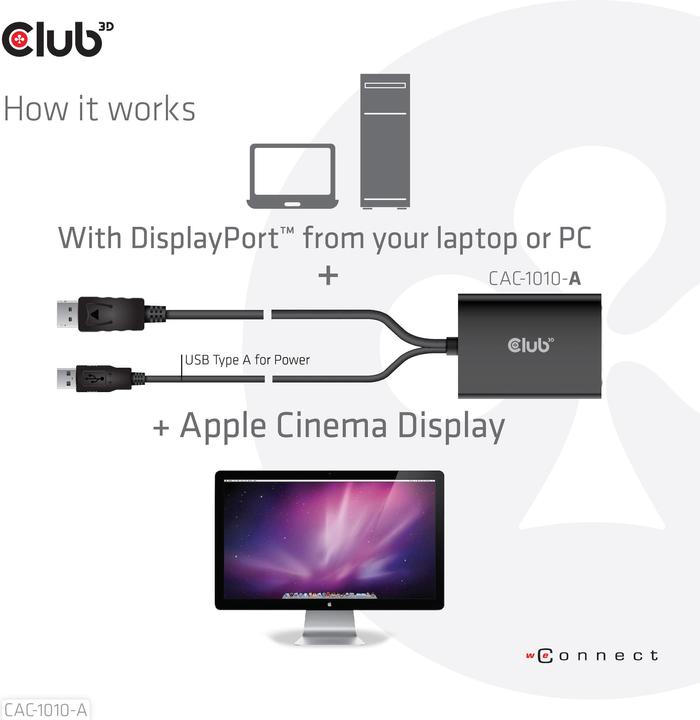 Produktbild Club 3D DisplayPort auf Dual Link DVI-D HDCP OFF (DVI, 60 cm)